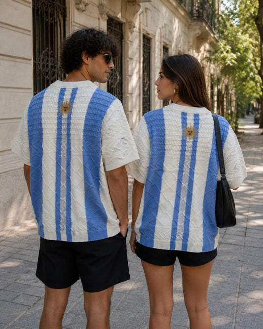 Camiseta polo retro punto dorado